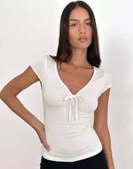 Saiba Cap Sleeve Top in Cupro Cream
