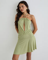 Saira Halter Neck Mini Dress in Sage