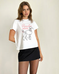 Saki Tee in White with Poodle Graphic