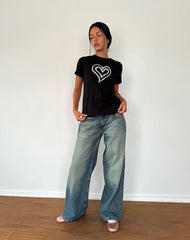 Saki Tee in Black with Love Tie Dye