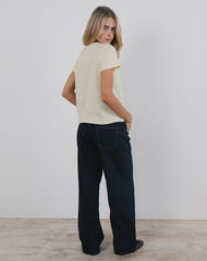 Saki Tee in Buttermilk with Cherry Wine Print