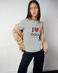 Saki Tee in Grey Marl with I Love OOO Graphic