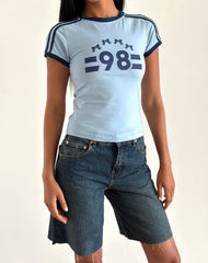 Salda Tee in Nantucket Blue with Navy Binding and '98' Emb