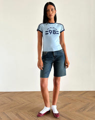 Salda Tee in Nantucket Blue with Navy Binding and '98' Emb