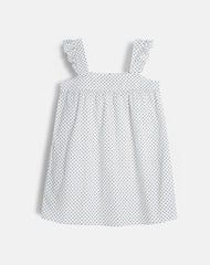 Sanaly Mini Dress in White with Black Micro Polka