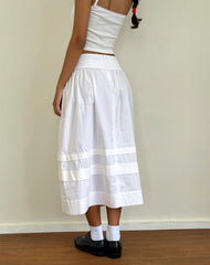 Sarayu Midi Skirt in Poplin White