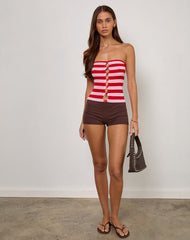 Sarella Bandeau Top in Red and Pink Stripe
