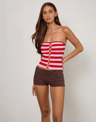Sarella Bandeau Top in Red and Pink Stripe