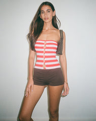 Sarella Bandeau Top in Red and Pink Stripe