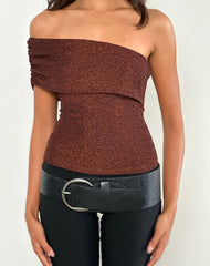 Sarla One Shoulder Top in Jersey Glitter Copper