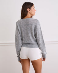 Saroya Plunge Wrap Top in Knit Grey