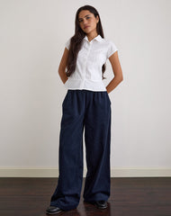 Sasiya Waistband Trouser in Cord Navy