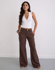 Saucy Trousers in Linen Deep Mahogany