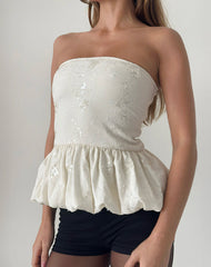 Saya Top in Sequin Jacquard Ivory