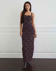 Sayidan Maxi Dress in Garden Floral Blue Grey