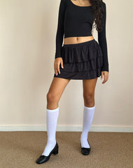 Sefone Tiered Mini Skirt in Slinky Black