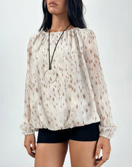 Seita Oversized Blouse in Ivory Bambi Print