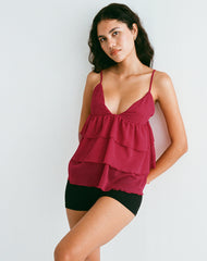 Selvina Frill Cami Top in Red