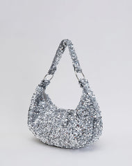 Sequin Hobo Bag in Silver