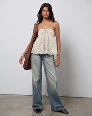 Setsuko Bandeau Longline Top in Bambi Ivory