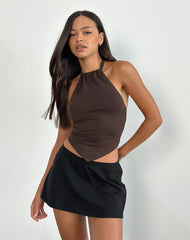 Shalas Halter Top in Jersey Bitter Chocolate