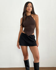 Shalas Halter Top in Jersey Bitter Chocolate