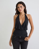 Sherlyn Halter Top in Cupro Black