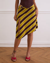 Sherry Split Midi Skirt in Stripe Retro Yellow