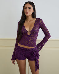 Shoumi Short with Frill in Lace Purple