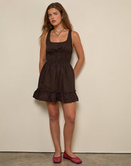 Shoyo Frill Mini Dress in Bitter Chocolate
