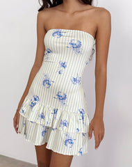 Sitav Dress in Floral Stripe Cream