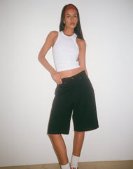 Low Rise Skater Shorts in Rinse Black Denim