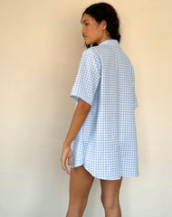 Smith Oversized Shirt in Blue Gingham