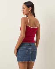 Solani Top in Adrenaline Red with Stone Binding and Island Girl Graphic