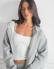 Solay Cami Top in White with Black Micro Polka Print
