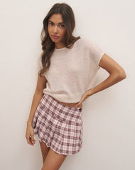 Casini Mini Pleated Micro Skirt in Pink Check