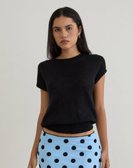 Sorin Deep Waistband Top in Knit Black