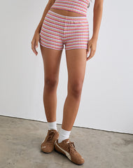 Eunia Shorts in Stripe Rib Pink and Lilac