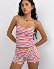 Eunia Shorts in Stripe Rib Pink and Lilac
