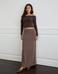 Surina Maxi Skirt in Diagonal Striped Flock Brown and Cream