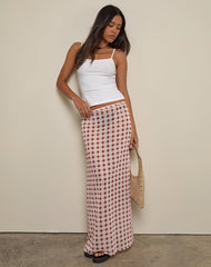 Surina Maxi Skirt in Chiffon Blurred Check Peach