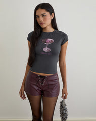 Sutin Tee in Beluga Grey with Martini Girl Graphic