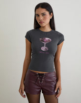 Sutin Tee in Beluga Grey with Martini Girl Graphic