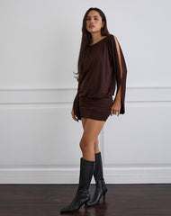 Sybe Long Sleeve Mini Dress in Bitter Chocolate