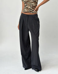 Syra Pleated Trousers in Pinstripe Black