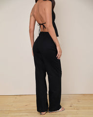 Cursa Trouser in Linen Black with Belt