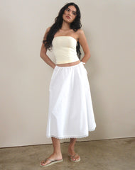 Taka Midi Skirt in Poplin White