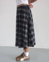 Taka Midi Skirt in Blue and Brown Check