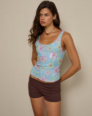 Tampa Top in Sequin Blooming Flower Blue