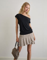 Tarja Mini Skirt in Beige with Polka Pinstripe
